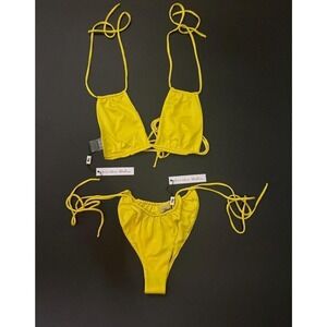 Monica Hansen Beachwear NWT Rectangle Shaped Bikini Set Zafferano Yellow Small